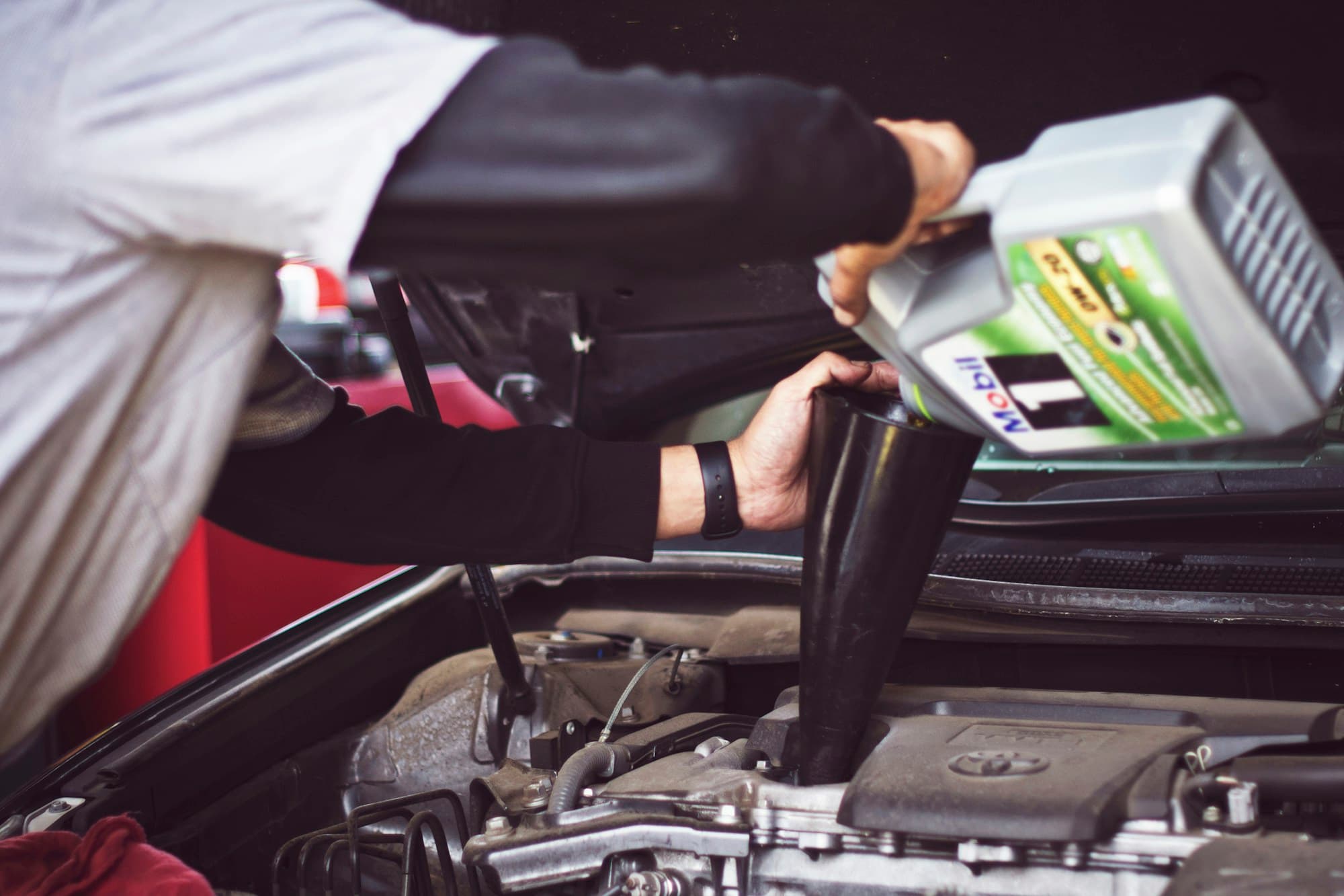 Workshop tools laid out for vehicle maintenance