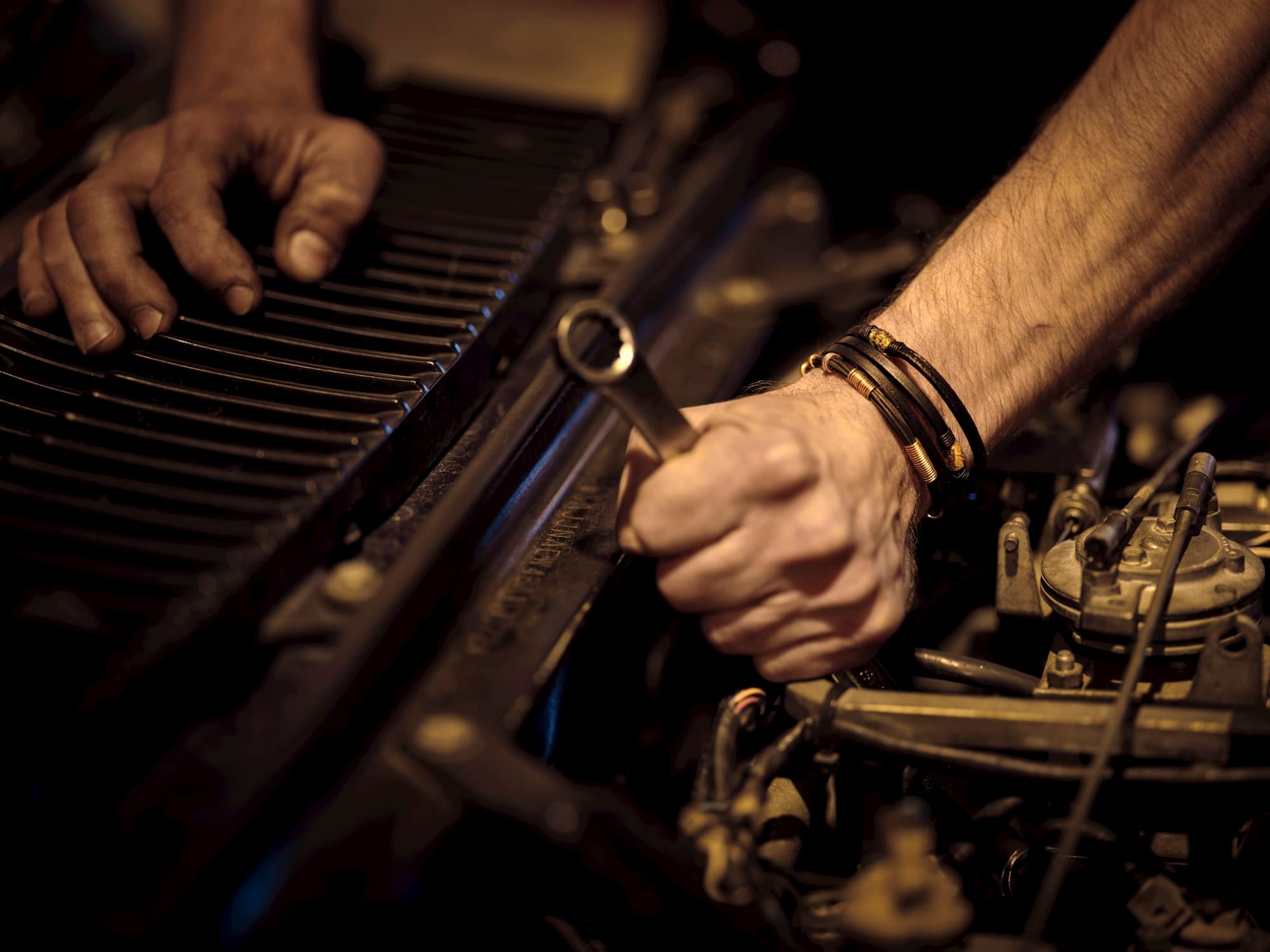 Automotive technician working in a repair shop